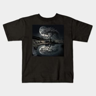 The shadows stretch, long and lean As the moonlight makes everything serene It bathes the earth in its silver glow And the night's secrets it doth show Kids T-Shirt